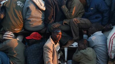 Foreign workers from Nigeria, Ghana and other African countries in Libya. Chris Hondros / Getty Images