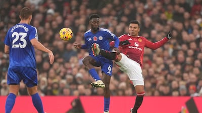 Manchester United's Casemiro in action against Leicester City's Wilfred Ndidi during Sunday's 3-0 Premier League victory at Old Trafford. PA