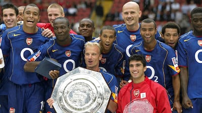 Seen with Dennis Bergkamp, Reyes helped Arsenal win the Premier League, FA Cup and Community Shield titles. Action Images