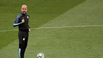 Manchester City manager Pep Guardiola during training. Reuters