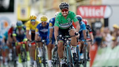 Peter Sagan crosses the finish line to win the Stage 5 of the Tour de France. Yoan Valat / EPA