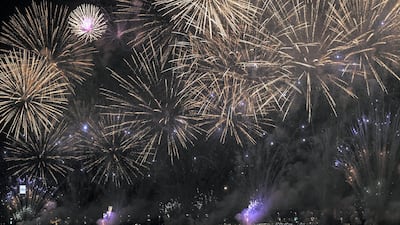 A colourful fireworks display on the UAE's 47th National Day at the Corniche, Abu Dhabi, on December 2, 2018. Khushnum Bhandari/ The National