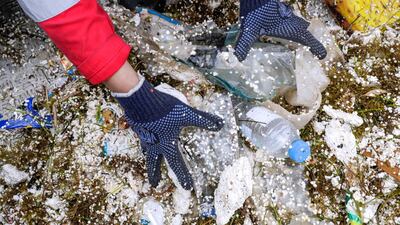 At least 120 tonnes of floating sea debris was collected at Abu Dhabi Ports last year. Victor Besa / The National