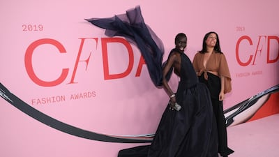 Model Alek Wek and Rosie Assoulin arrive for the 2019 CFDA fashion awards at the Brooklyn Museum in New York City on June 3, 2019. Reuters