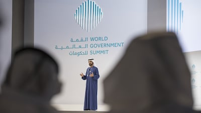 Sheikh Mohamed bin Rashid, Vice President and Ruler of Dubai, speaks at the World Government Summit. Mohamed Al Hammadi / Crown Prince Court - Abu Dhabi