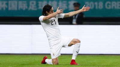 Edinson Cavani scored the only goal of the game as Uruguay defeated Wales in China on Monday. Reuters