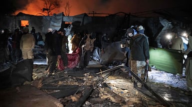 Buildings were reduced to heaps of wood and metal after the air strike in Kabul on Monday night. AFP