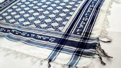 The Jewish version of the traditional Arab headdress being marketed by a company in the US.