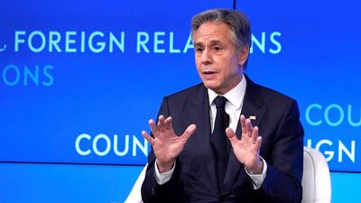 US Secretary of State Antony Blinken in a conversation on the Biden administration’s approach to foreign policy, in New York City on Wednesday. AFP