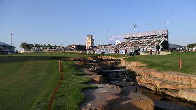 The 18th hole of the Jumeirah Golf Estates Earth course where the DP World Tour Championship will conclude. Getty Images