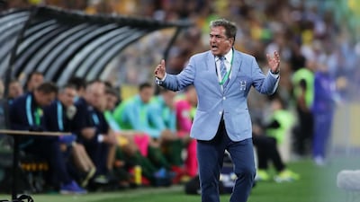 Honduras coach Jorge Luis Pinto during the 2018 World Cup qualifying match against Australia in Sydney. Getty