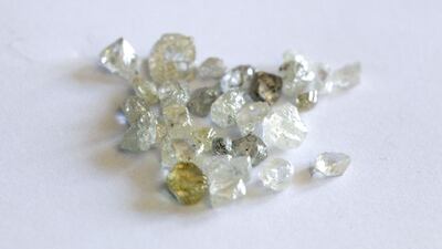 Rough diamonds during Forevermark's diamond masterclass in Dubai. Sarah Dea / The National
