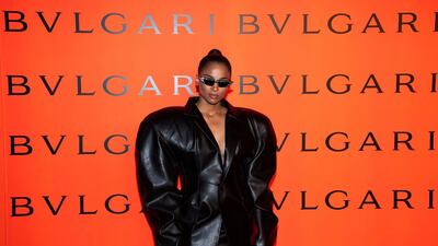 Ciara attends the Bulgari New York Fashion Week party at Duggal Greenhouse on February 6, 2020. AP