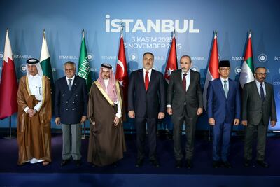 Khalifa Al Marar, Minister of State, represented the UAE at the Istanbul meeting, also attended by Qatari Minister of State Sultan Al Muraikhi, and foreign ministers Ishaq Dar of Pakistan, Prince Faisal bin Farhan of Saudi Arabia, Hakan Fidan of Turkey, Ayman Safadi of Jordan and Sugiono of Indonesia. EPA