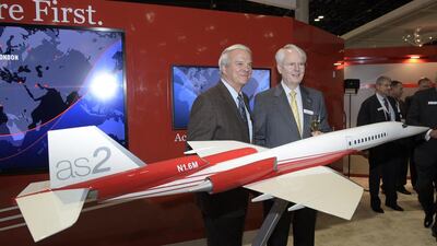 A model of Aerion's new supersonic business jet in Orlando. One Aerion has chosen an engine, the jet is set to hit the market in 2023. Phelan M Ebenhack / AP