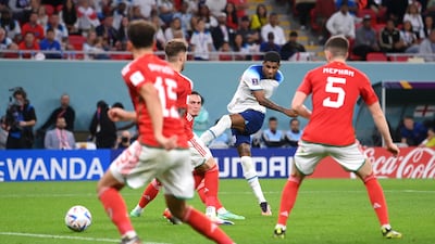 Marcus Rashford scores England's third goal. Getty