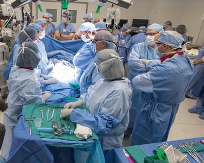 A team of medical specialists deliver the baby via Caesarean section at Cleveland Clinic Ohio. Courtesy Cleveland Clinic Ohio