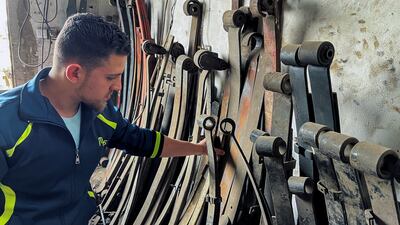 Motaz has added a special twist to his forefathers' methods, using spare car parts as the base for his swords.