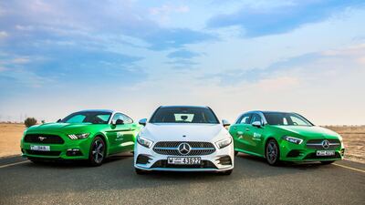 Udrive's Premium Cars features options such as the Ford Mustang, left, and Mercedes-Benz A-Class. Udrive