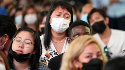 There was a huge crowd at St Mary's Catholic Church on Sunday morning. Pawan Singh / The National