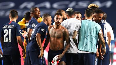 PSG celebrate at the end of the game. EPA