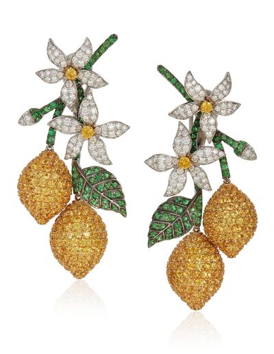 Lemon earrings made from sapphires, garnets and diamonds. Courtesy Christie's