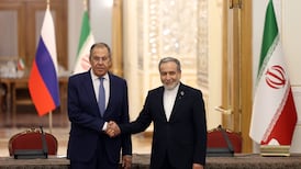 Foreign ministers Sergey Lavrov of Russia, left, and Abbas Araghchi of Iran met in Tehran. EPA