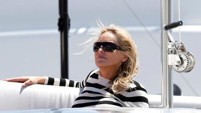 Actress Sharon Stone relaxes on a yacht during the 66th Cannes Film Festival in Cannes. Eric Gaillard / Reuters