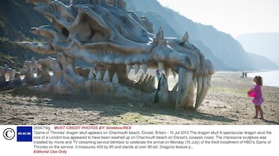 This giant dragon skull on a beach in Britain was a publicity stunt for the TV show Game of Thrones – but could the real thing exist? blinkbox / REX