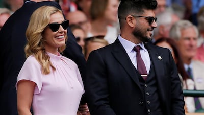 Singer Katherine Jenkins and husband Andrew Levitas in the Royal Box ahead of the final between Switzerland's Roger Federer and Serbia's Novak Djokovic REUTERS/Andrew Couldridge