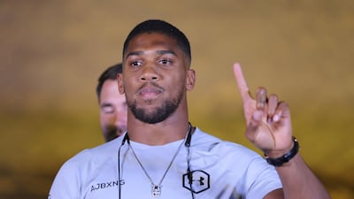 Anthony Joshua during the press conference for "Clash on the Dunes". EPA