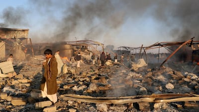 Smoke rises from an air strike in the city of Saada, Yemen, on January 6, 2018. Reuters