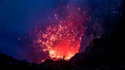 Episode 1, Volcano: Yasur volcano erupting on Tanna Island, Vanuatu. Photo: Huw Cordey / Silverback Films 2018