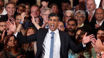 British Prime Minister Rishi Sunak speaks at the event. EPA