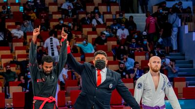 UAE’s Haitham Hanawi (in black) won gold at Abu Dhabi World Professional Jiu-Jitsu Championship. Photo: UAEJJF
