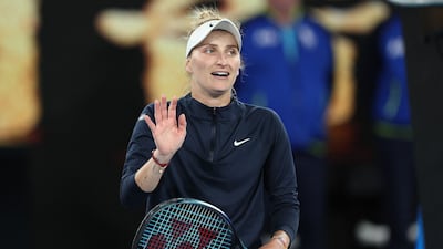 Czech Republic's Marketa Vondrousova celebrates her victory. AFP