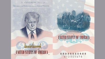 The new US passport design featuring Mr Trump. Photo: US State Department