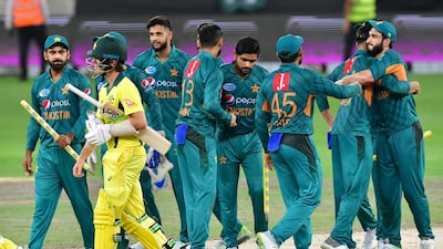 Pakistan and Australia pictured during their T20 clash at the Dubai International Cricket Stadium in October last year. AFP