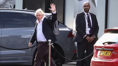 Former British Prime Minister Boris Johnson at Gatwick Airport. Reuters
