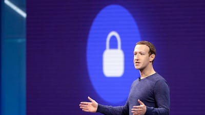 Facebook CEO Mark Zuckerberg makes the keynote speech at F8, theFacebook's developer conference, Tuesday, May 1, 2018, in San Jose, Calif. (AP Photo/Marcio Jose Sanchez)