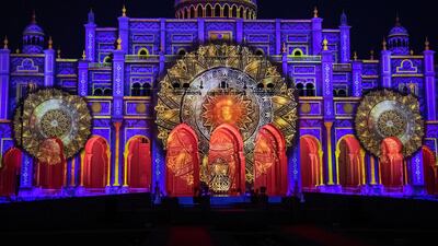 The Sharjah City Municipality building during the Shajrah Light Festival's opening night. Reem Mohammed / The National