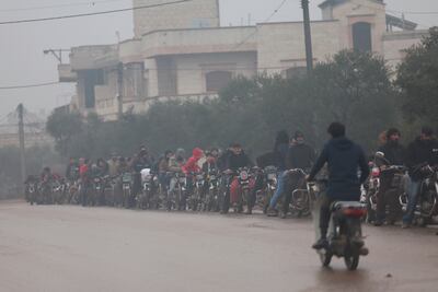 Long queues for fuel in Idlib province, north-west Syria. AP