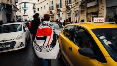 Anti-government protests in downtown Tunis, Monday, January 18, 2021. Erin Clare Brown / The National