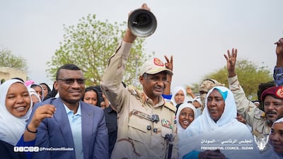 Gen Mohamed Dagalo, commander of Sudan's paramilitary Rapid Support Forces, signalling the start of high school diploma exams in Nyala in Darfur at a girls school. Photo: RSF