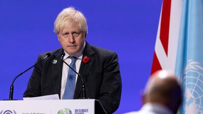British Prime Minister Boris Johnson at Cop26 in Glasgow on Wednesday. EPA