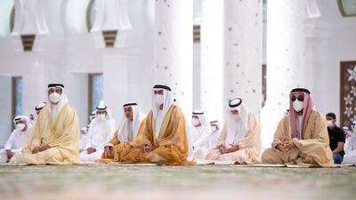 Sheikh Tahnoun bin Zayed; Sheikh Nahyan bin Zayed, and Sheikh Mansour bin Zayed, Deputy Prime Minister and Minister of the Presidential Court.