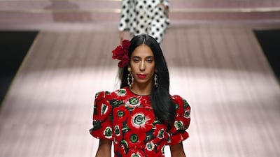 Princess Dana Al Khalifa walks the runway at the Dolce & Gabbana show during Milan Fashion Week Spring/Summer 2019 on September 23. Photo / Getty Images