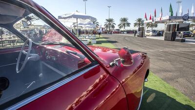 A VW Karmann Ghia at the VW Dub Drive event at Yas Marina Circuit.