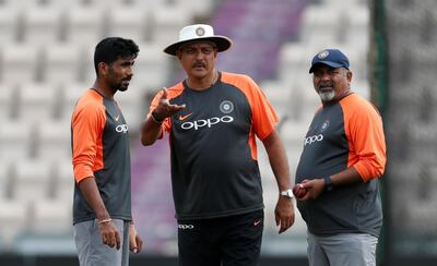 India coach Ravi Shastri, centre, is spinning a yarn about the class of this Indian team. Reuters