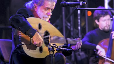 Abu Dhabi, United Arab Emirates- Marcel Khalife performing at Hay Festival at Atrium, Manaarat Saadiyat. Leslie Pableo for The National